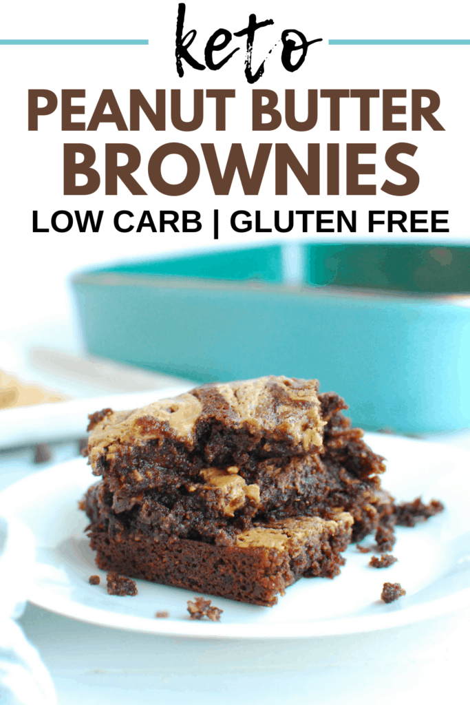 three low carb peanut butter brownies on a while plate three low carb peanut butter brownies on a while plate