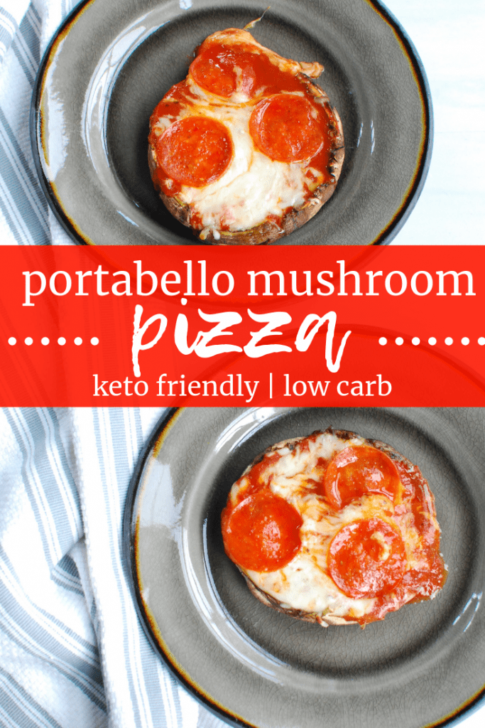 two keto stuffed portabello mushrooms on black plates two keto stuffed portabello mushrooms on black plates