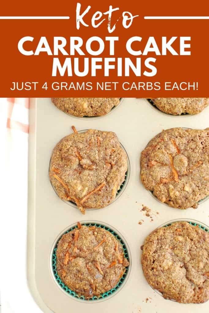 A muffin tin full of keto carrot cake muffins. A muffin tin full of keto carrot cake muffins.