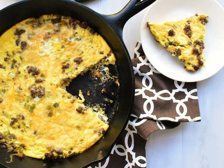 Yummy Keto Cooking Keto Frittata Recipe in pan and on plate