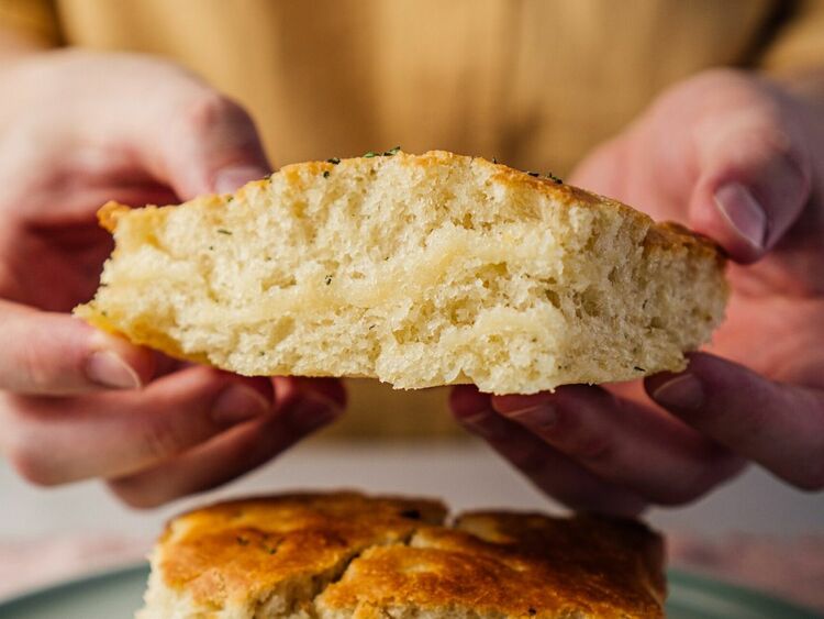 Keto Corn Bread Recipe about to be eaten