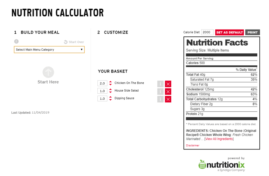 A screenshot of nutrition information for the third keto KFC meal idea A screenshot of nutrition information for the third keto KFC meal idea