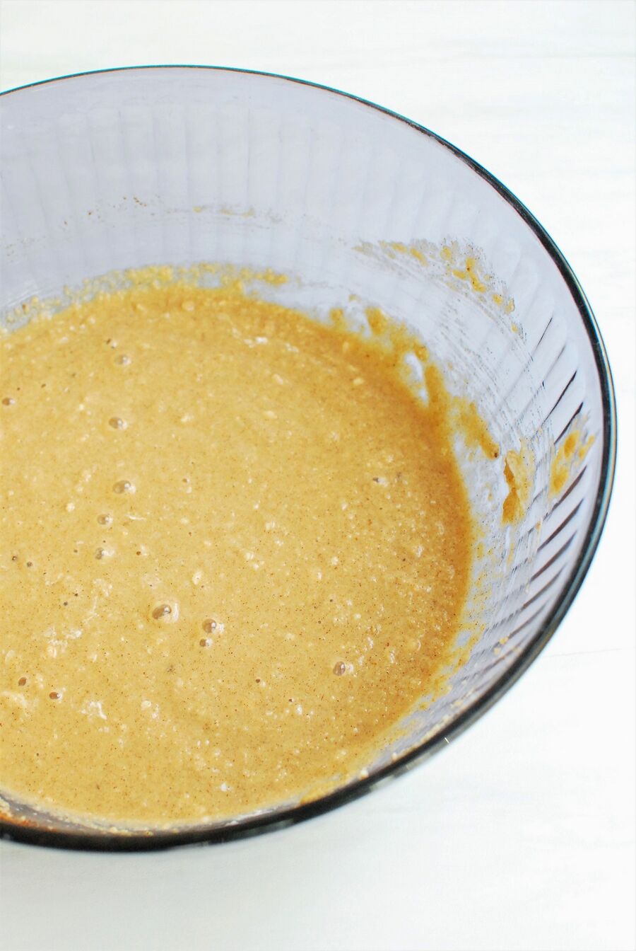 quick bread batter in a purple bowl quick bread batter in a purple bowl